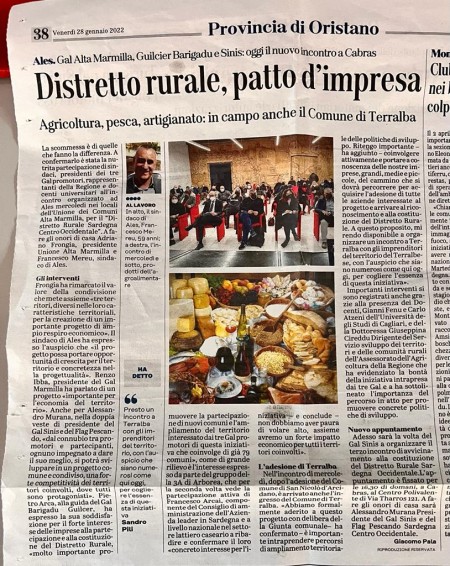 L'Unione Sarda | Distretto rurale, patto d'impresa