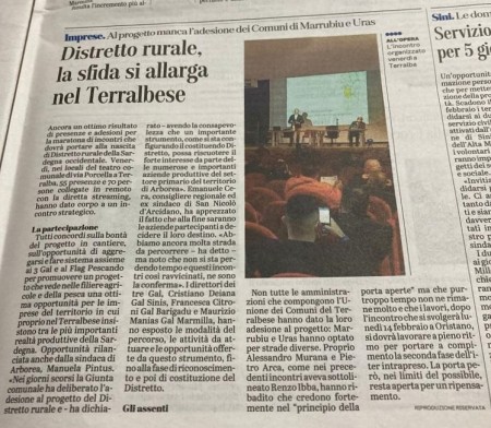 L'Unione Sarda | Distretto rurale, la sfida si allarga nel Terralbese